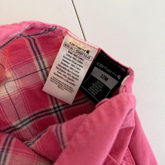 Carhartt Girls Pink Cotton Overalls Lined - 12M 9-12 Months - Picture 6 of 7